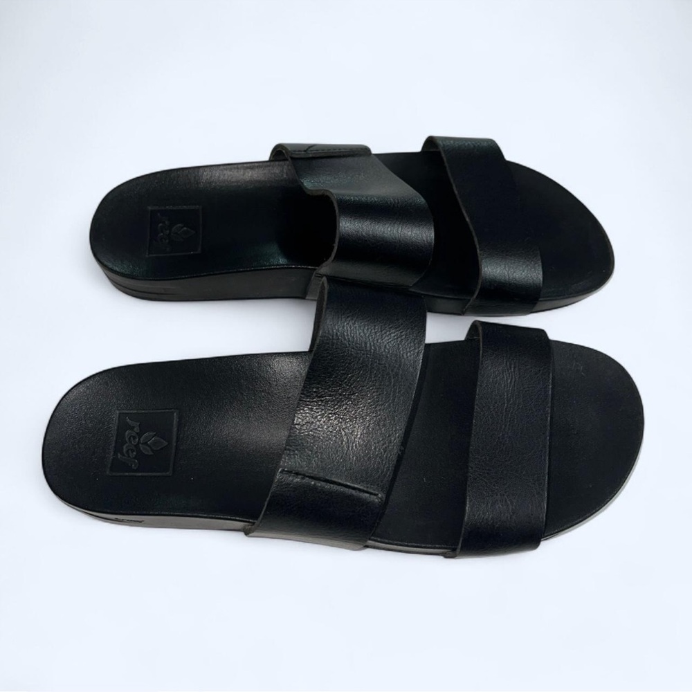 Black Double-Strap Slide Sandals REEF